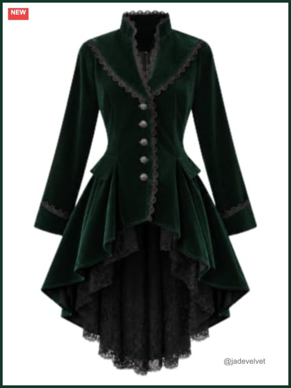 Victorian Gothic Steampunk Velvet Tailcoat Jacket Button Cosplay